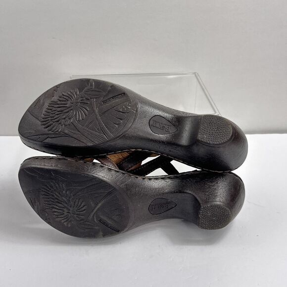 Born Sandals Womens 9 / 40.5 Brown Leather Strappy Slingback Heel Comfort W61909 - Picture 5 of 11